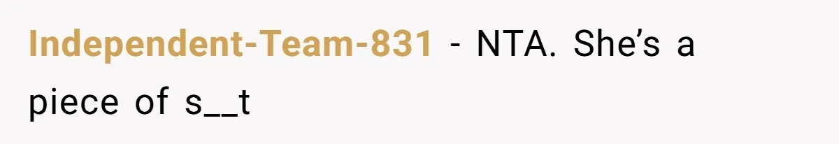 Independent-Team-831 − NTA. She’s a piece of s__t