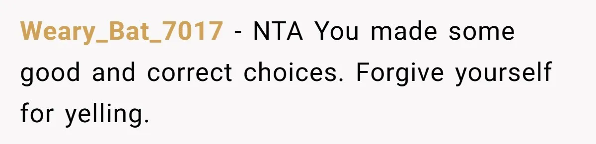 Weary_Bat_7017 − NTA You made some good and correct choices. Forgive yourself for yelling.