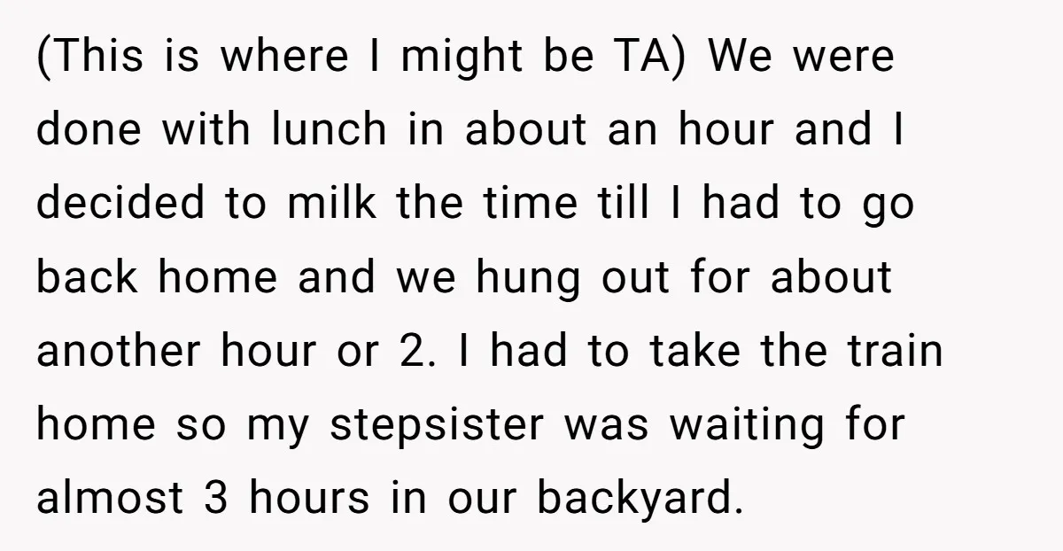(This is where I might be TA) We were done with lunch in about an hour and I decided to milk the time till I had to go back home...