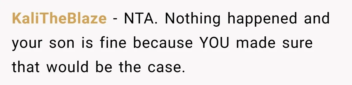KaliTheBlaze − NTA. Nothing happened and your son is fine because YOU made sure that would be the case.