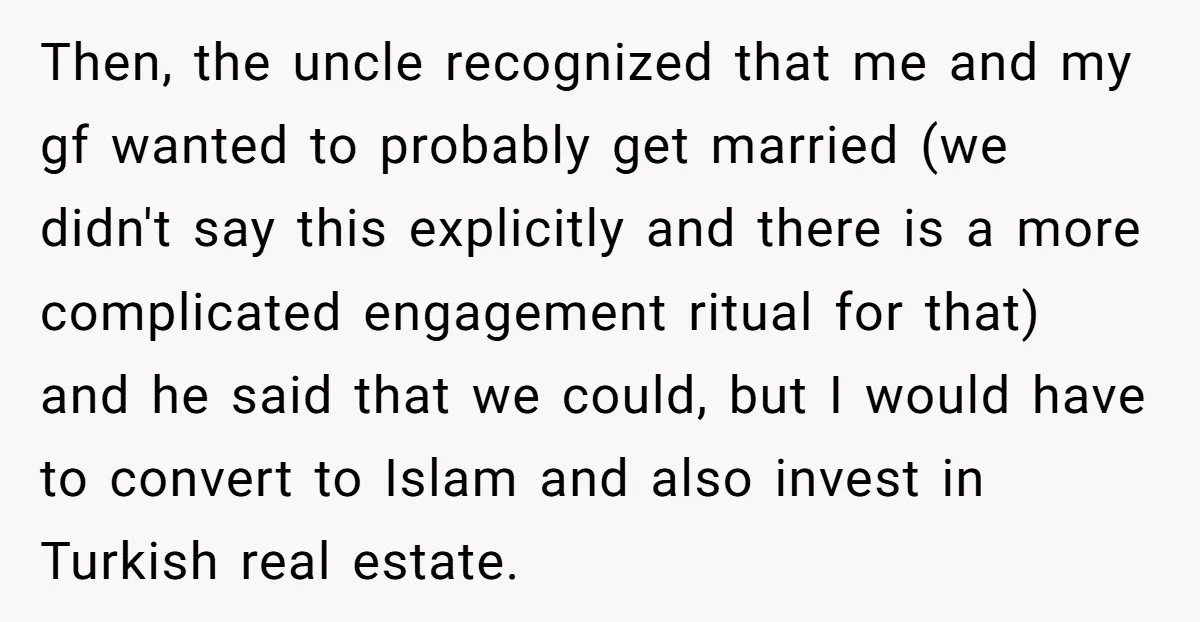 Then, the uncle recognized that me and my gf wanted to probably get married (we didn't say this explicitly and there is a more complicated engagement ritual for that) and...