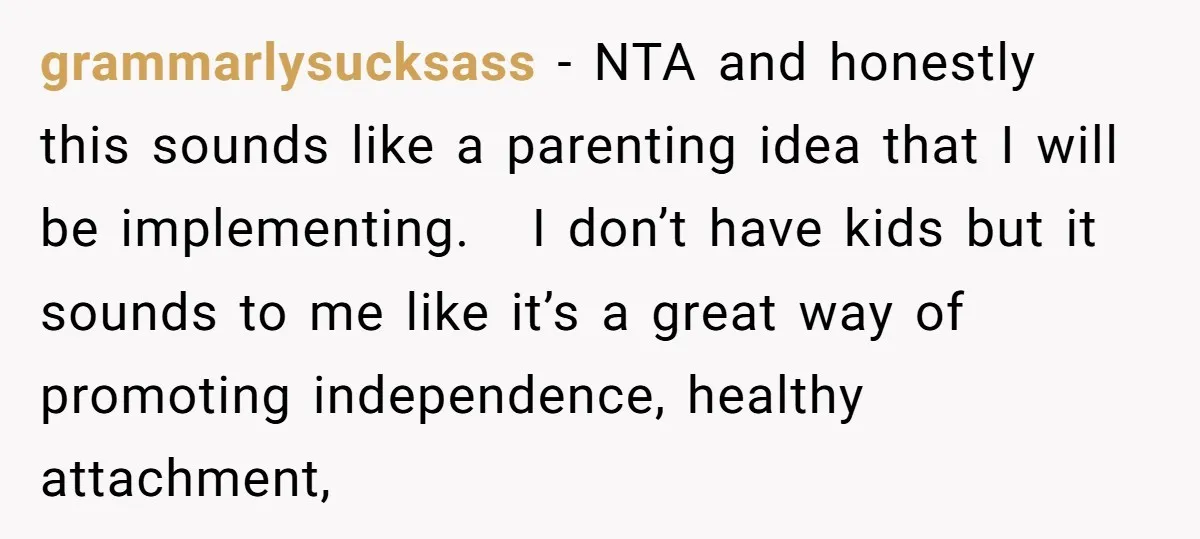 grammarlysucksass − NTA and honestly this sounds like a parenting idea that I will be implementing. I don’t have kids but it sounds to me like it’s a great way...