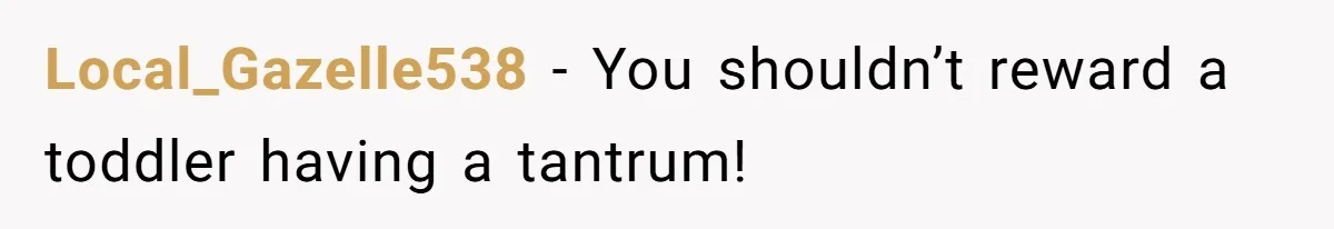 Local_Gazelle538 − You shouldn’t reward a toddler having a tantrum!