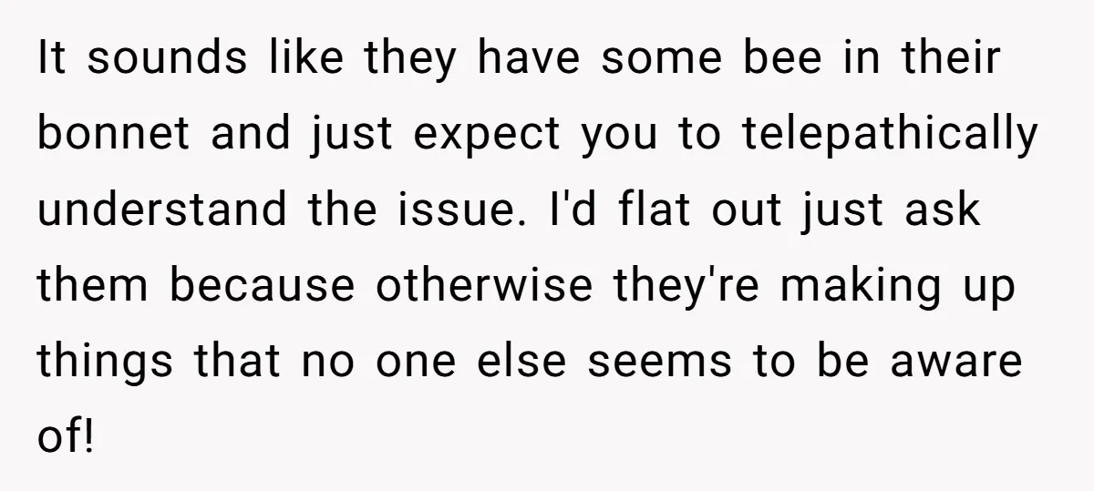 It sounds like they have some bee in their bonnet and just expect you to telepathically understand the issue. I'd flat out just ask them because otherwise they're making up...