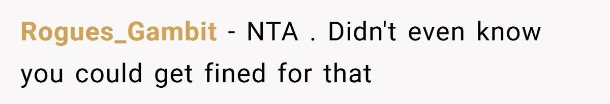 Rogues_Gambit − NTA . Didn't even know you could get fined for that