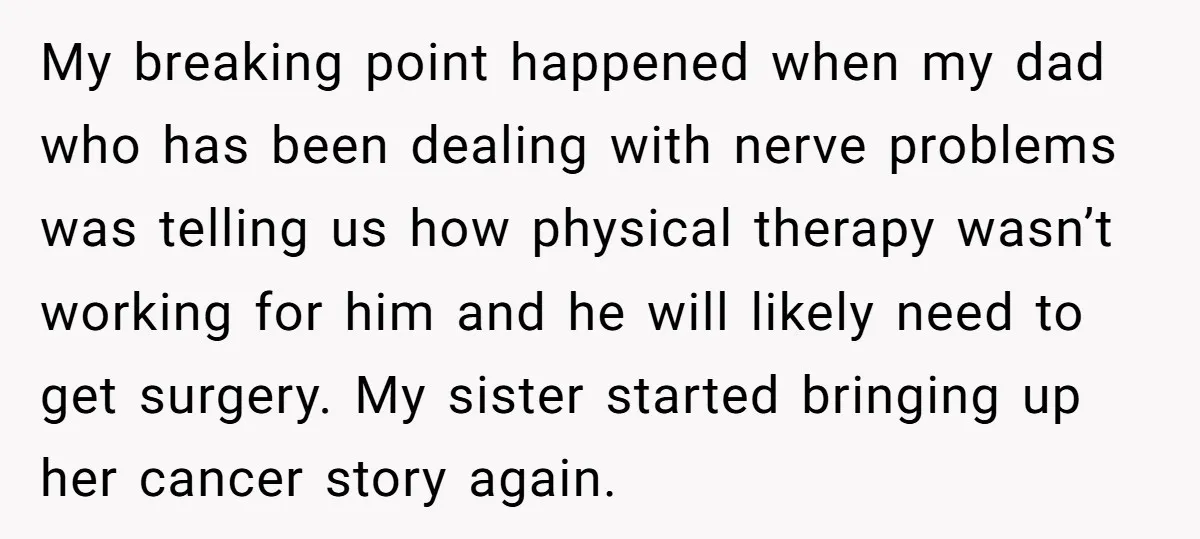 My breaking point happened when my dad who has been dealing with nerve problems was telling us how physical therapy wasn’t working for him and he will likely need to...