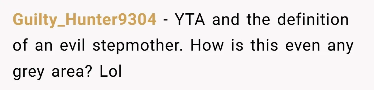 Guilty_Hunter9304 − YTA and the definition of an evil stepmother. How is this even any grey area? Lol
