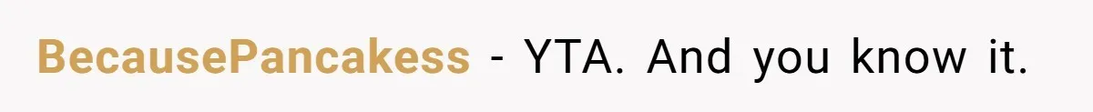 BecausePancakess − YTA. And you know it.