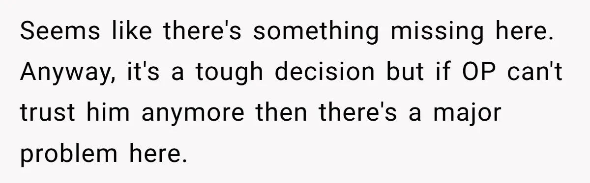 Seems like there's something missing here. Anyway, it's a tough decision but if OP can't trust him anymore then there's a major problem here.