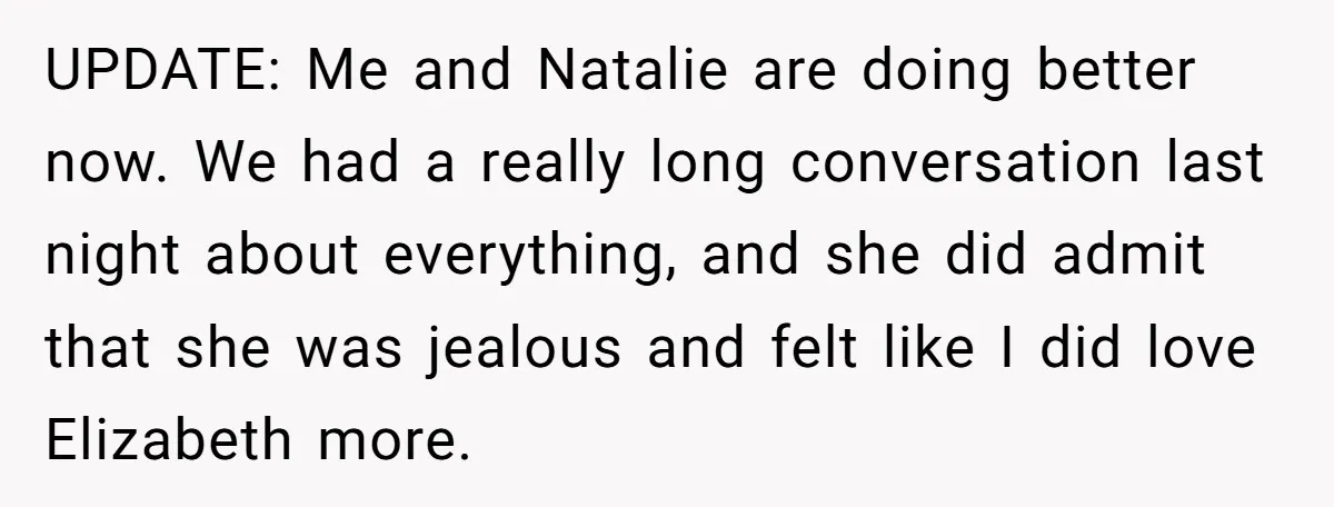 UPDATE: Me and Natalie are doing better now. We had a really long conversation last night about everything, and she did admit that she was jealous and felt like I...