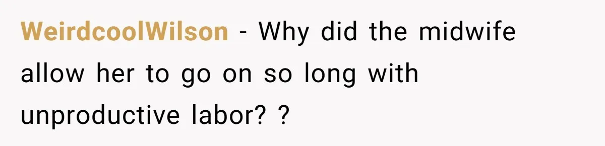 WeirdcoolWilson − Why did the midwife allow her to go on so long with unproductive labor? ?