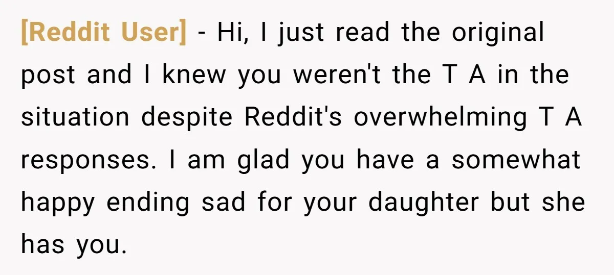[Reddit User] - Hi, I just read the original post and I knew you weren't the T A in the situation despite Reddit's overwhelming T A responses. I am glad...