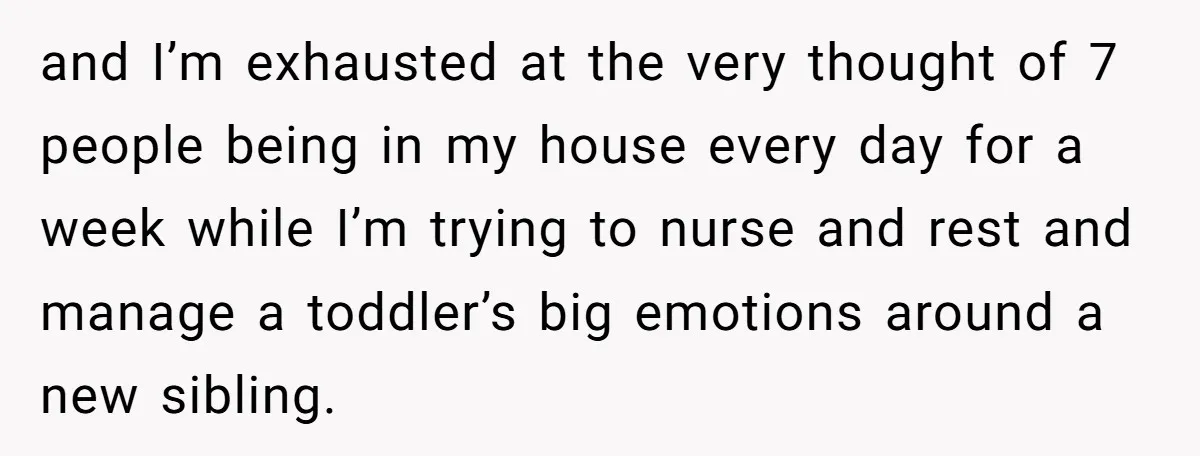 and I’m exhausted at the very thought of 7 people being in my house every day for a week while I’m trying to nurse and rest and manage a toddler’s...