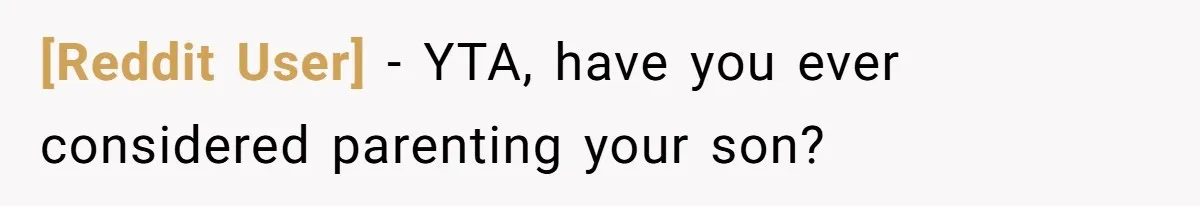 [Reddit User] - YTA, have you ever considered parenting your son?