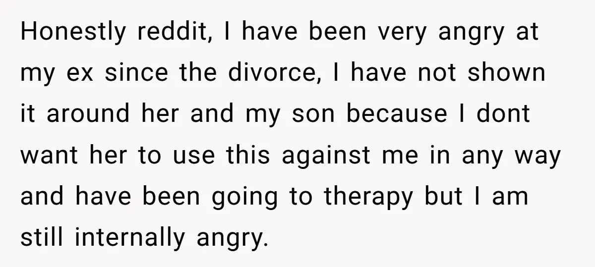 Honestly reddit, I have been very angry at my ex since the divorce, I have not shown it around her and my son because I dont want her to use...