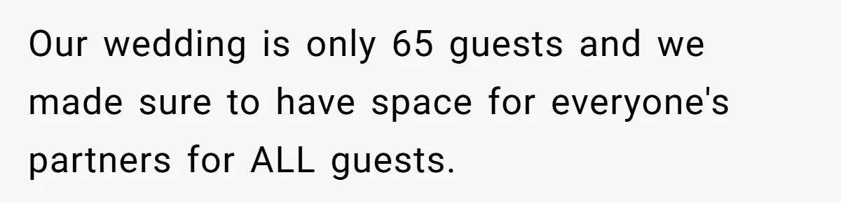 Our wedding is only 65 guests and we made sure to have space for everyone's partners for ALL guests.