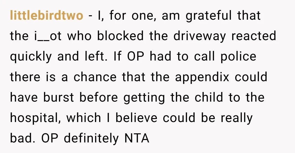 littlebirdtwo - I, for one, am grateful that the i__ot who blocked the driveway reacted quickly and left. If OP had to call police there is a chance that the...