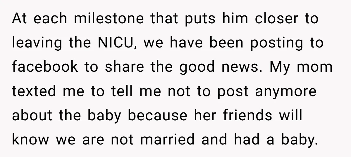 At each milestone that puts him closer to leaving the NICU, we have been posting to facebook to share the good news. My mom texted me to tell me not...