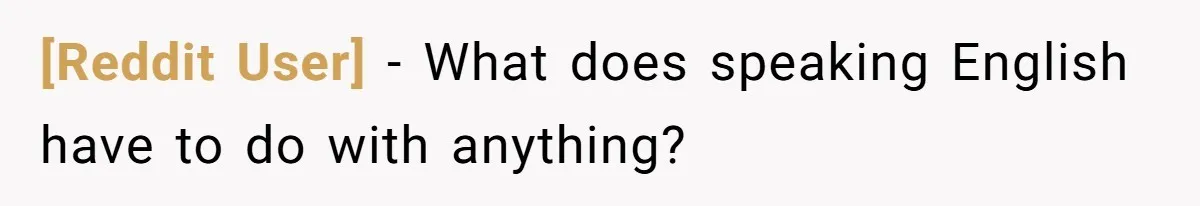 [Reddit User] − What does speaking English have to do with anything?