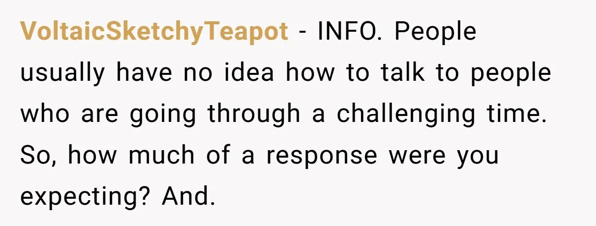 VoltaicSketchyTeapot - INFO. People usually have no idea how to talk to people who are going through a challenging time. So, how much of a response were you expecting? And.