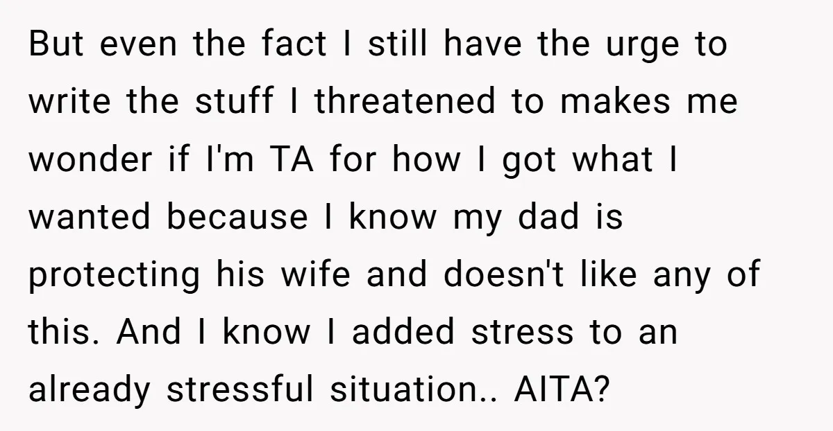 But even the fact I still have the urge to write the stuff I threatened to makes me wonder if I'm TA for how I got what I wanted because...