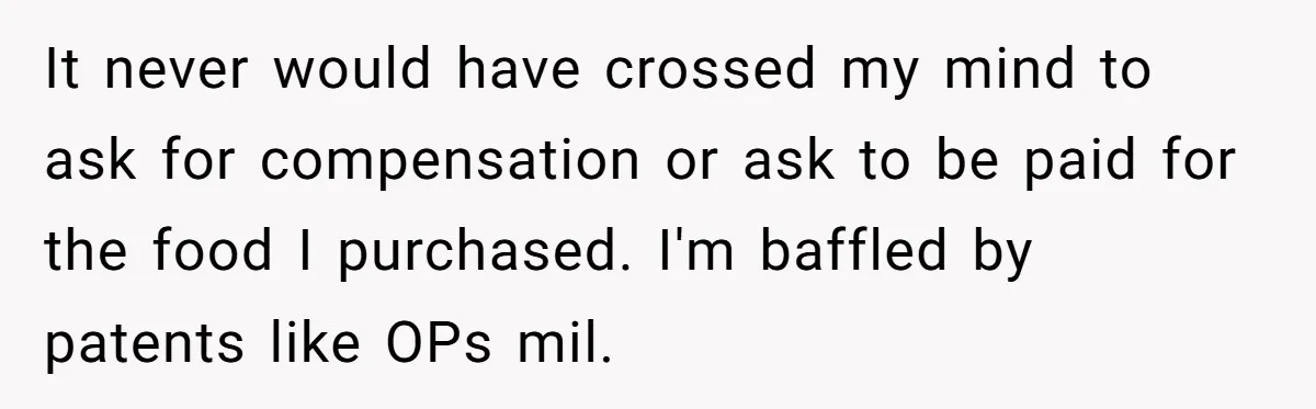 It never would have crossed my mind to ask for compensation or ask to be paid for the food I purchased. I'm baffled by patents like OPs mil.