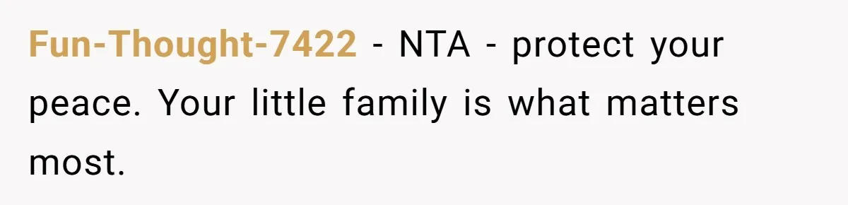 Fun-Thought-7422 − NTA - protect your peace. Your little family is what matters most.