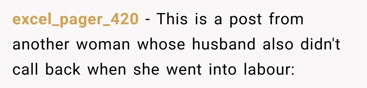 excel_pager_420 − This is a post from another woman whose husband also didn't call back when she went into labour: