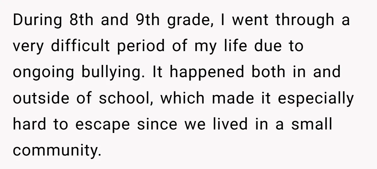 During 8th and 9th grade, I went through a very difficult period of my life due to ongoing bullying. It happened both in and outside of school, which made it...