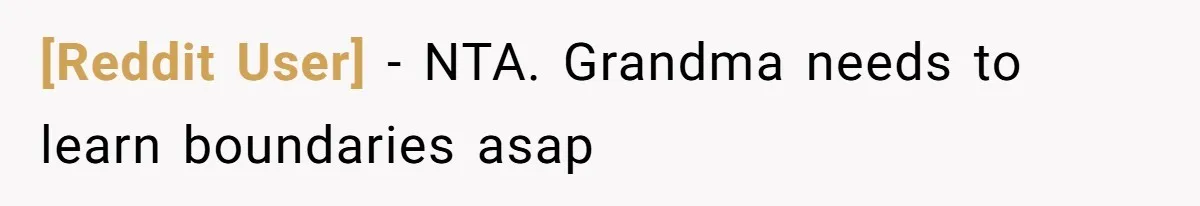 [Reddit User] − NTA. Grandma needs to learn boundaries asap