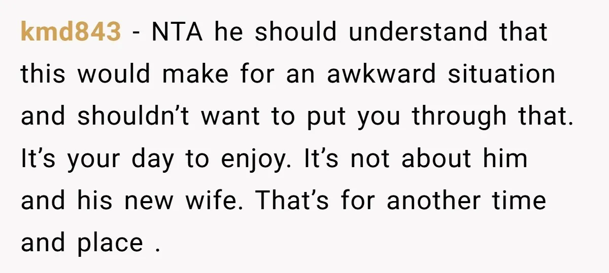 kmd843 − NTA he should understand that this would make for an awkward situation and shouldn’t want to put you through that. It’s your day to enjoy. It’s not about...