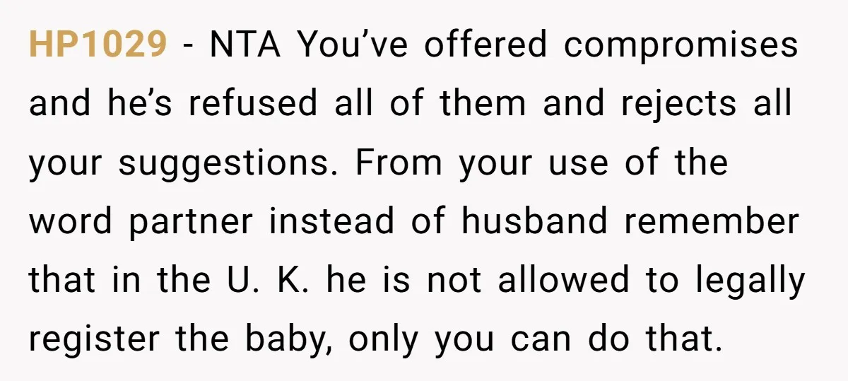 HP1029 − NTA You’ve offered compromises and he’s refused all of them and rejects all your suggestions. From your use of the word partner instead of husband remember that in...