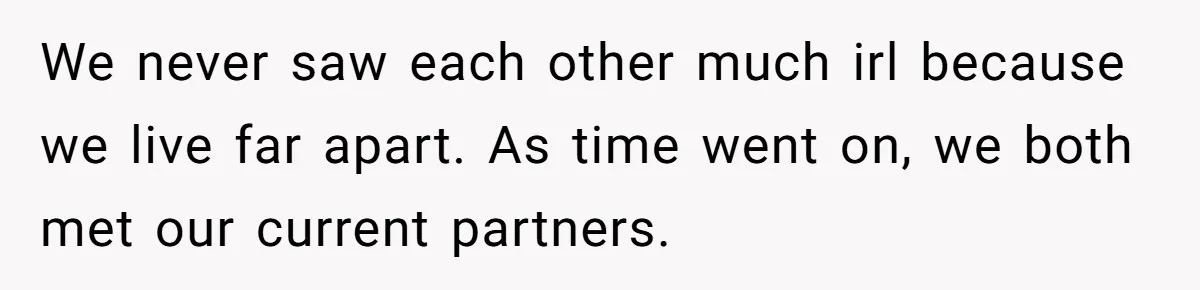 We never saw each other much irl because we live far apart. As time went on, we both met our current partners.