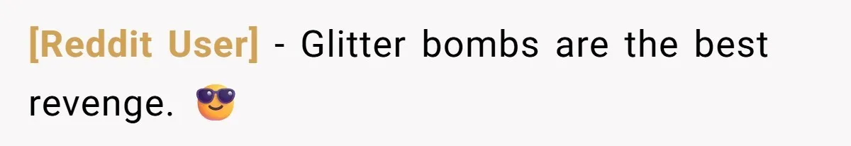 [Reddit User] − Glitter bombs are the best revenge. 😎