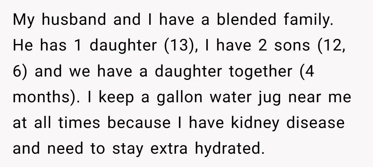 My husband and I have a blended family. He has 1 daughter (13), I have 2 sons (12, 6) and we have a daughter together (4 months). I keep a...