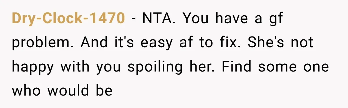 Dry-Clock-1470 − NTA. You have a gf problem. And it's easy af to fix. She's not happy with you spoiling her. Find some one who would be