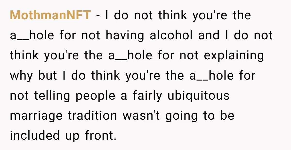 MothmanNFT - I do not think you're the a__hole for not having alcohol and I do not think you're the a__hole for not explaining why but I do think you're...