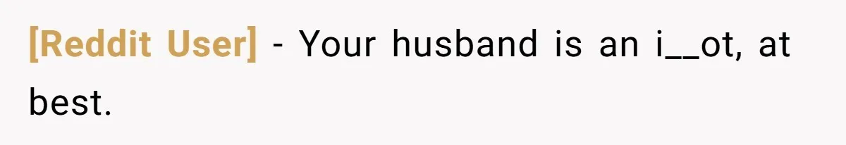 [Reddit User] − Your husband is an i__ot, at best.
