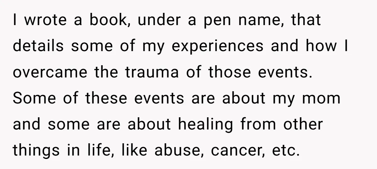 I wrote a book, under a pen name, that details some of my experiences and how I overcame the trauma of those events. Some of these events are about my...