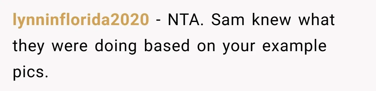 lynninflorida2020 − NTA. Sam knew what they were doing based on your example pics.