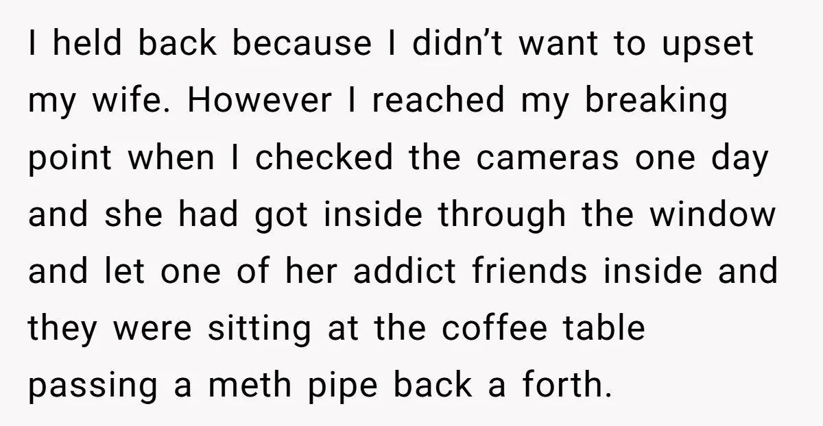 I held back because I didn’t want to upset my wife. However I reached my breaking point when I checked the cameras one day and she had got inside through...