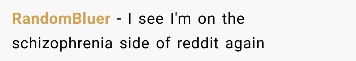 RandomBluer − I see I'm on the schizophrenia side of reddit again