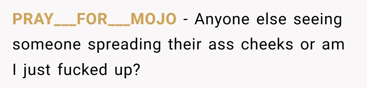 PRAY___FOR___MOJO − Anyone else seeing someone spreading their ass cheeks or am I just fucked up?