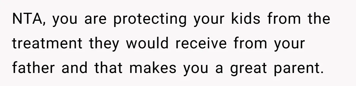 NTA, you are protecting your kids from the treatment they would receive from your father and that makes you a great parent.