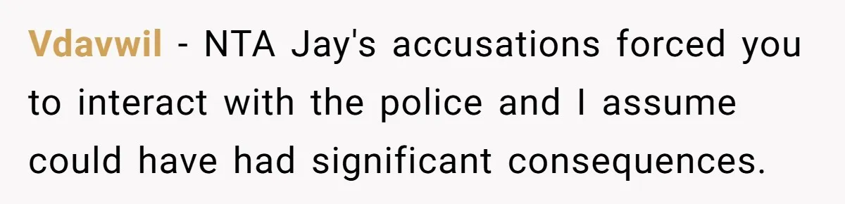 Vdavwil − NTA Jay's accusations forced you to interact with the police and I assume could have had significant consequences.