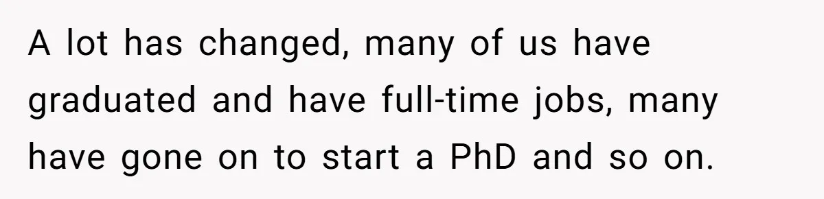A lot has changed, many of us have graduated and have full-time jobs, many have gone on to start a PhD and so on.