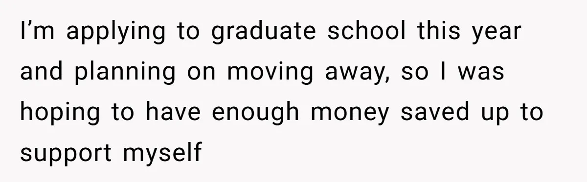 I’m applying to graduate school this year and planning on moving away, so I was hoping to have enough money saved up to support myself