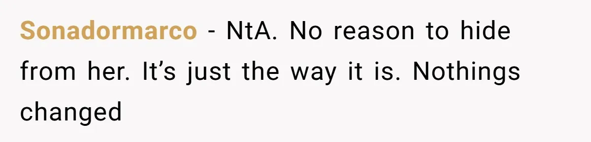 Sonadormarco − NtA. No reason to hide from her. It’s just the way it is. Nothings changed