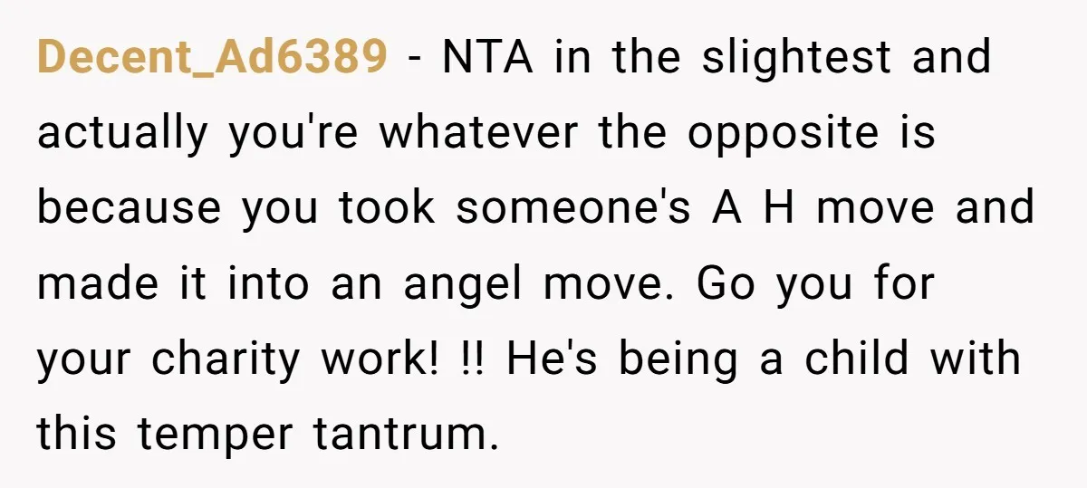 Decent_Ad6389 − NTA in the slightest and actually you're whatever the opposite is because you took someone's A H move and made it into an angel move. Go you for...