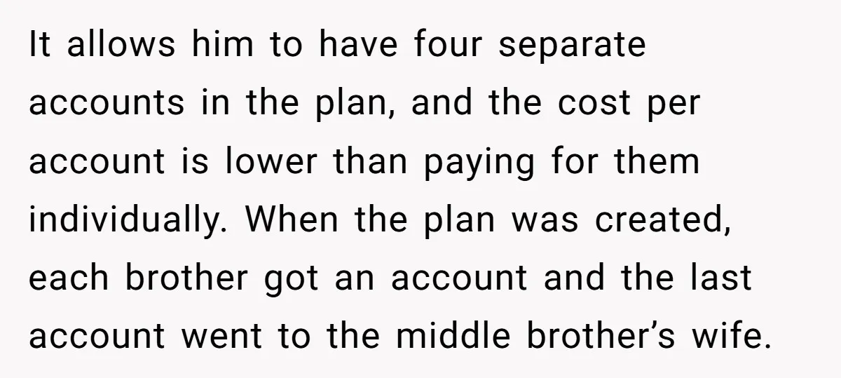 It allows him to have four separate accounts in the plan, and the cost per account is lower than paying for them individually. When the plan was created, each brother...